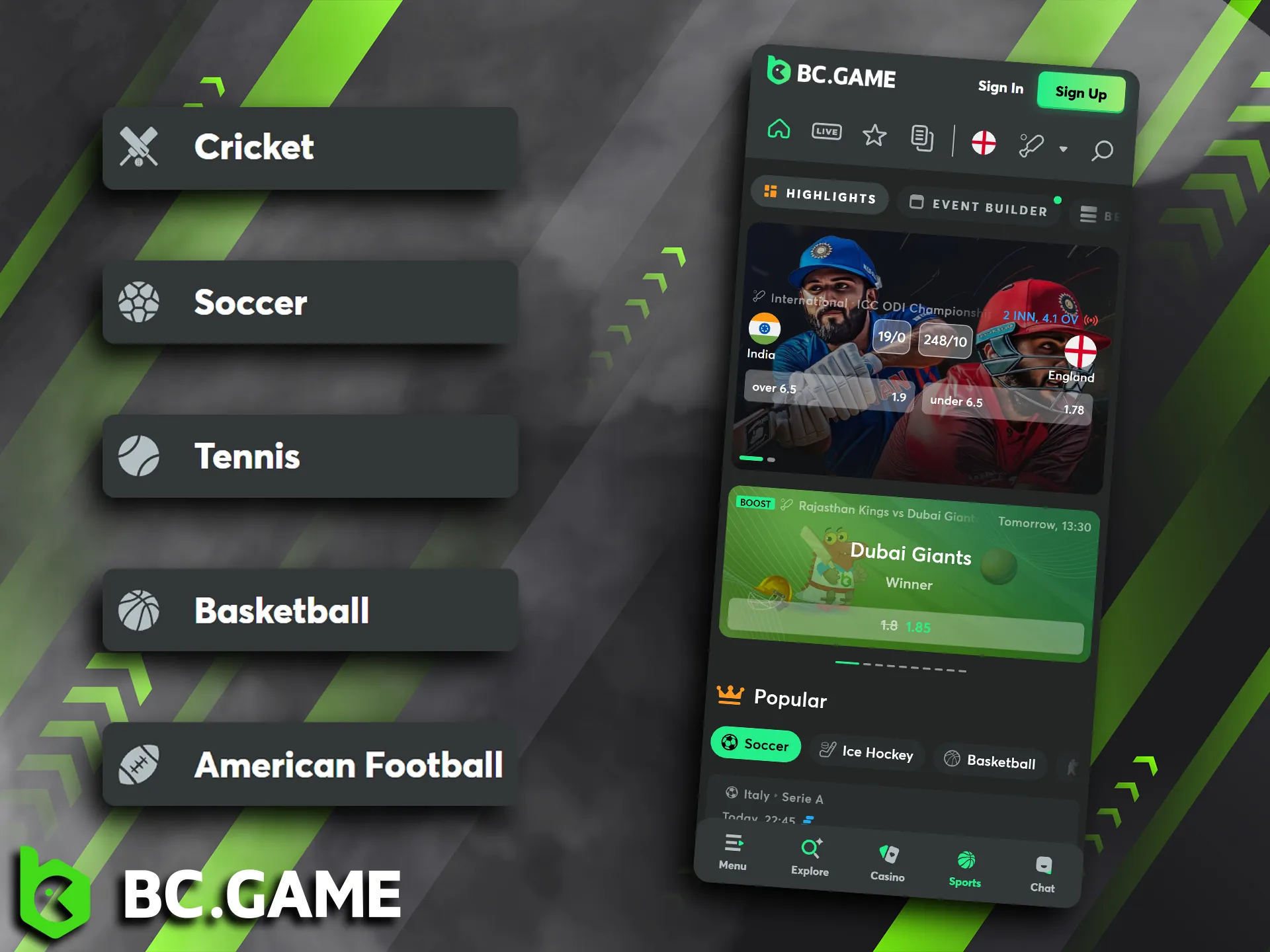 Every single sports betting market available on the platform is fully accessible via the BC Game mobile app.