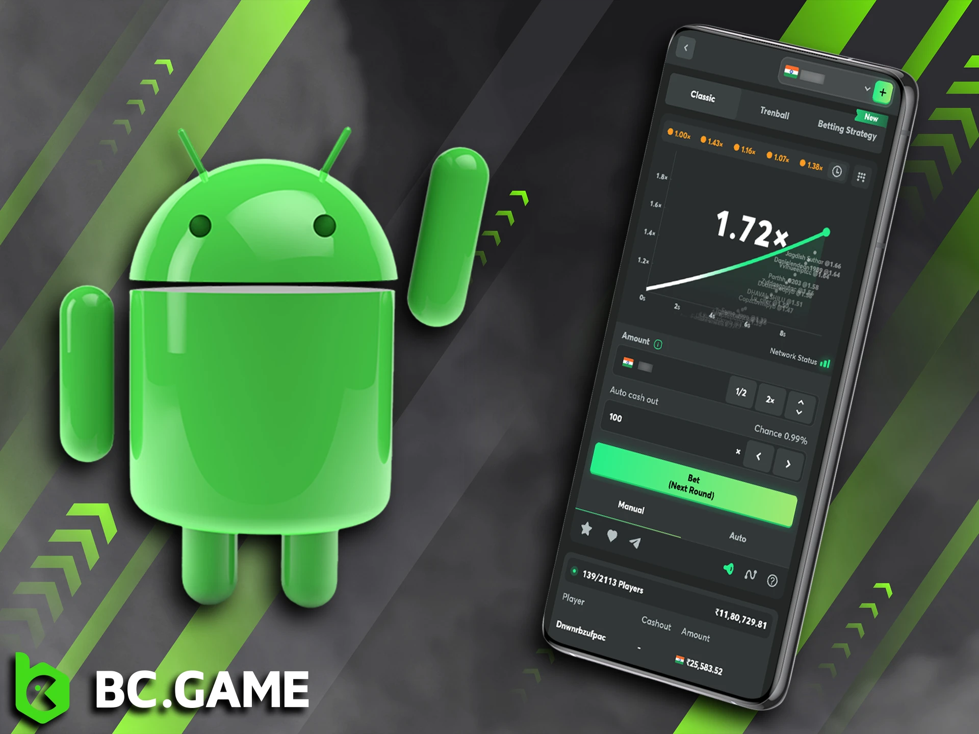 Get the BC Game app on your Android device to play Crash anywhere.