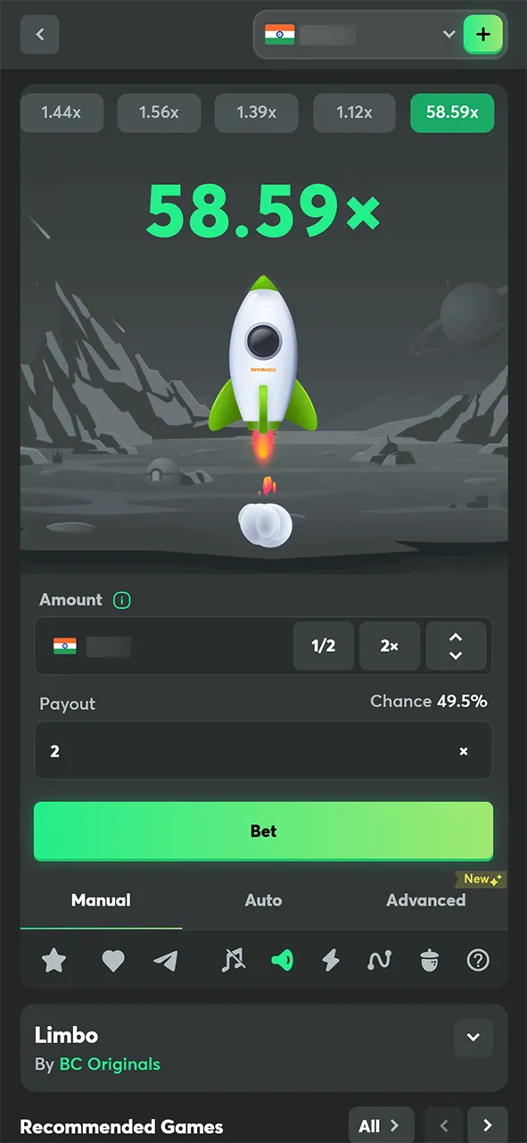 Manual betting: Take full control of every single round.