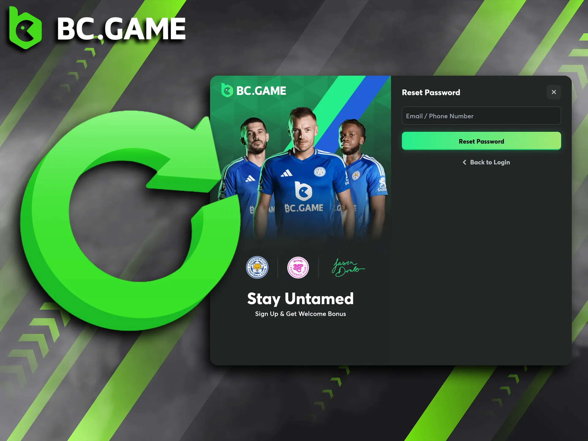 BC Game provides a simple way to recover your account if you lose your password.