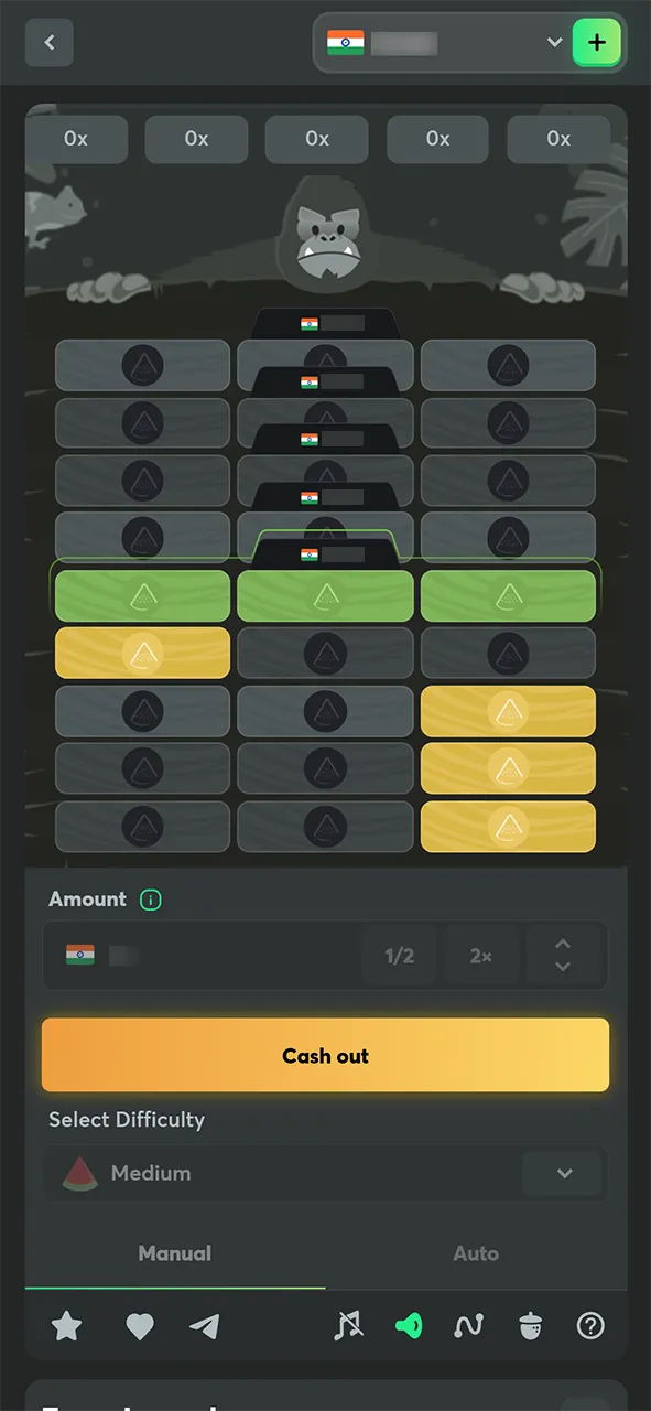 You have the option to cash out your winnings early in BC Game's Tower Legend.