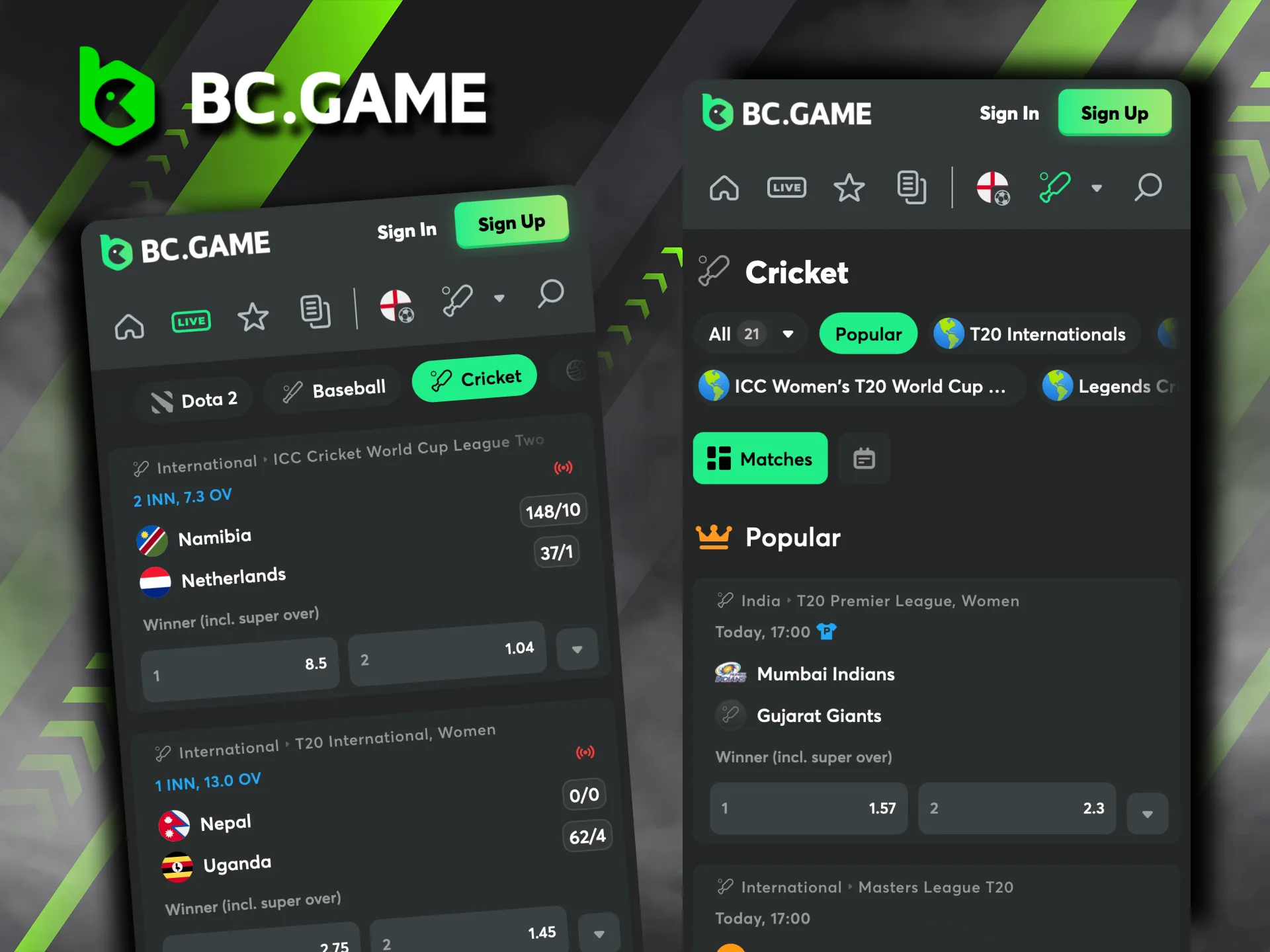 BC Game is a haven for cricket fans, offering a massive array of betting markets and coverage of over 20 prestigious tournaments.