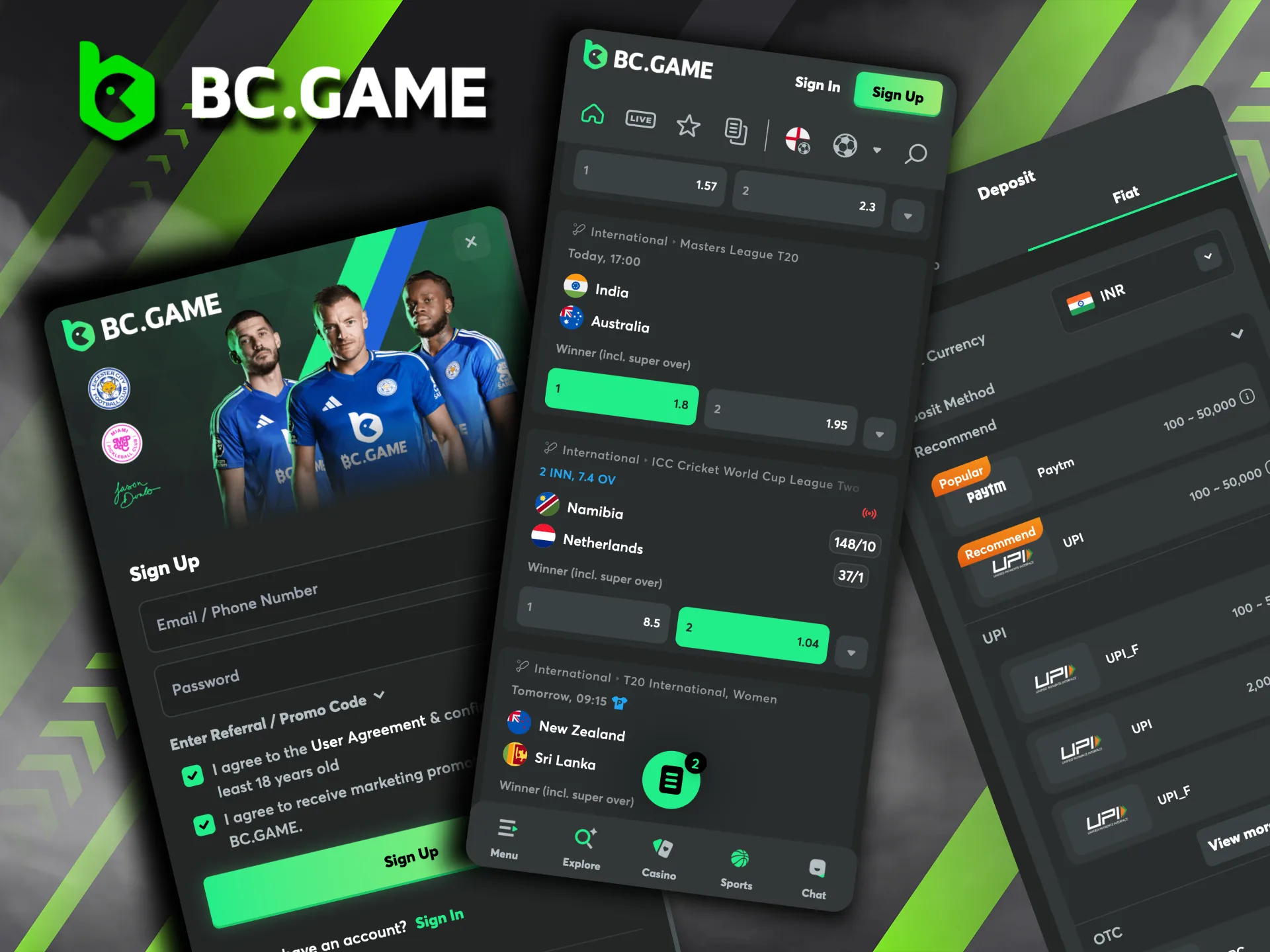Getting started with cricket betting at BC Game is a breeze: just create an account, add funds, and pick your match.