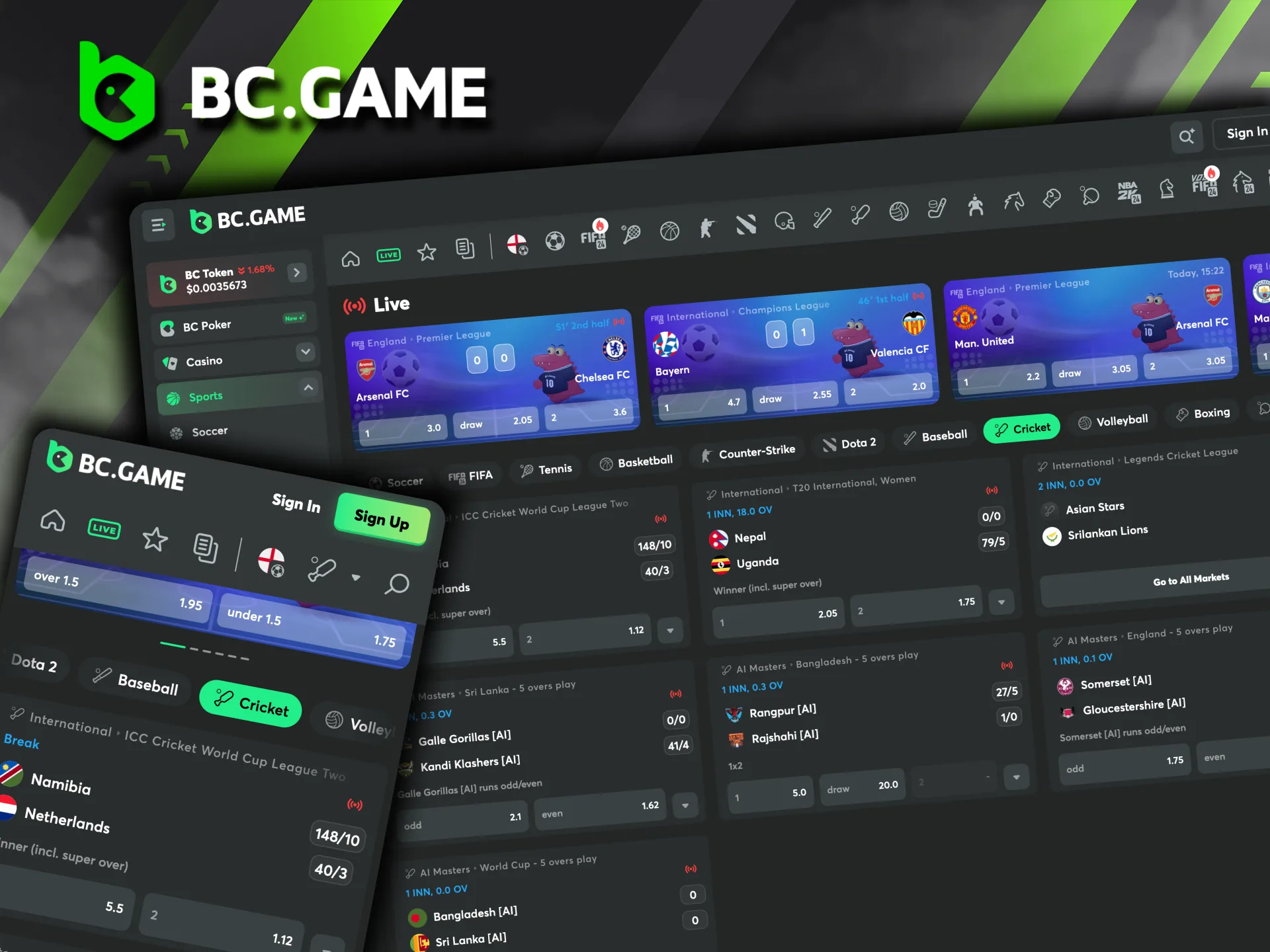 Experience the thrill of the moment with BC Game's live cricket betting.