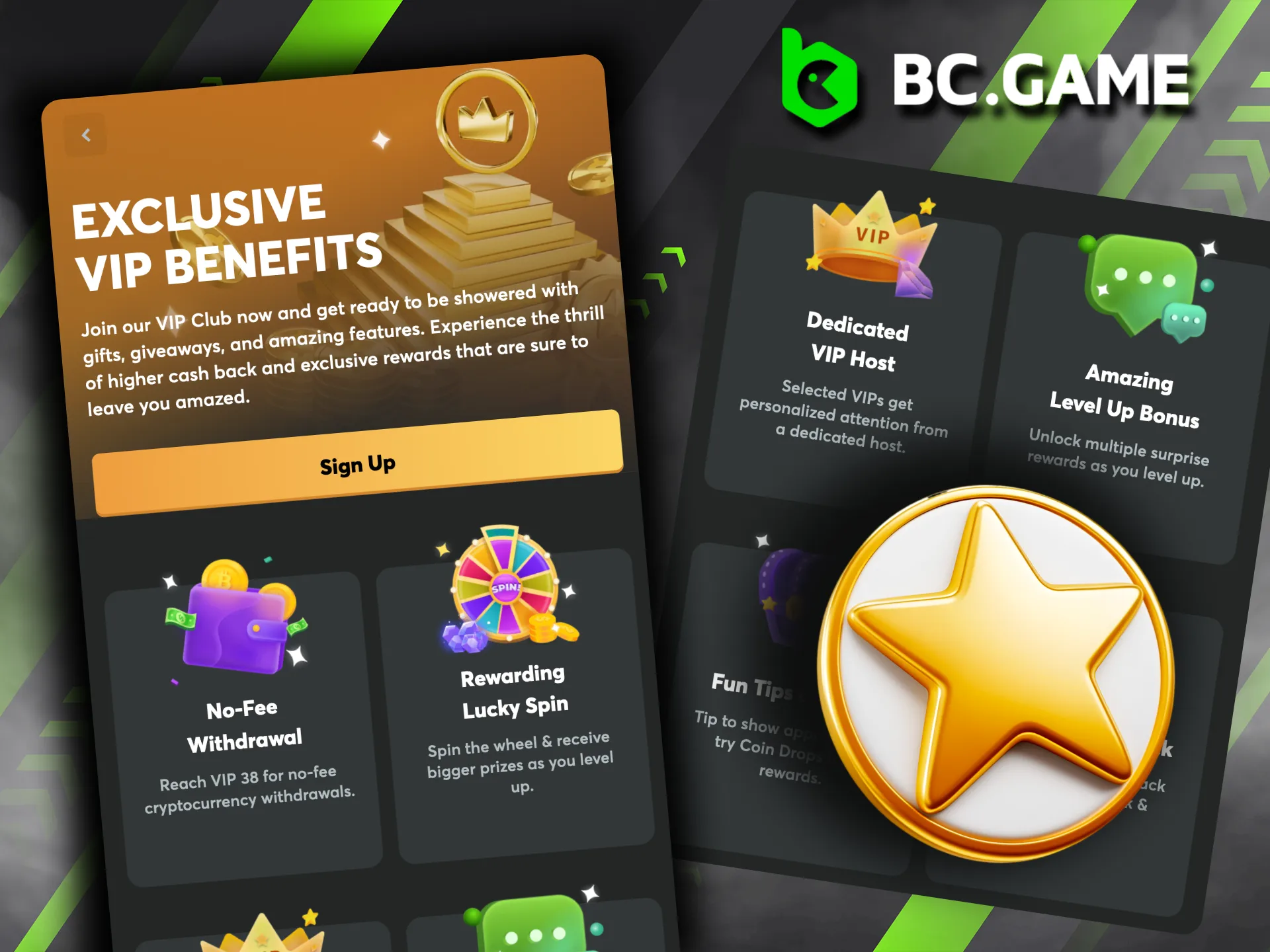Joining the BC Originals VIP club grants you access to elite rewards, such as the Sports Weekly Bonus and special Recharge Bonuses.