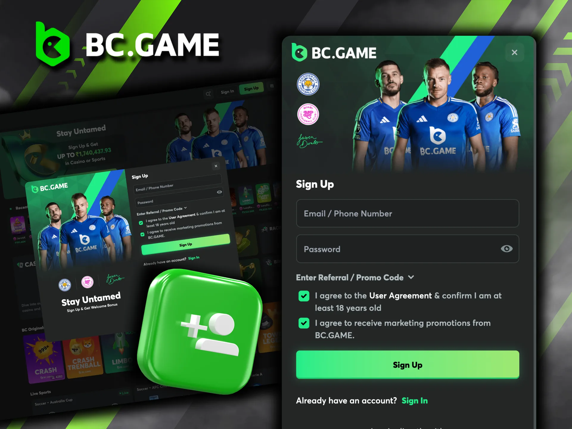 Join the action today! Sign up for your BC Game account using your email, phone, or favorite social network.