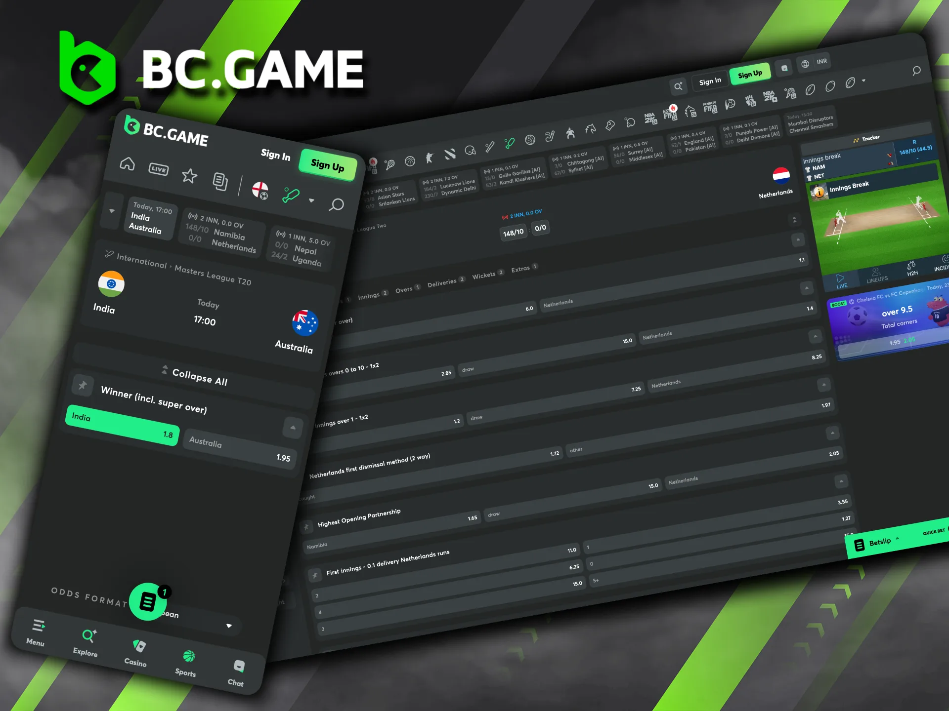 Getting started is easy: pick your sport, select your outcomes, and confirm your bet on BC Game with a few simple clicks.