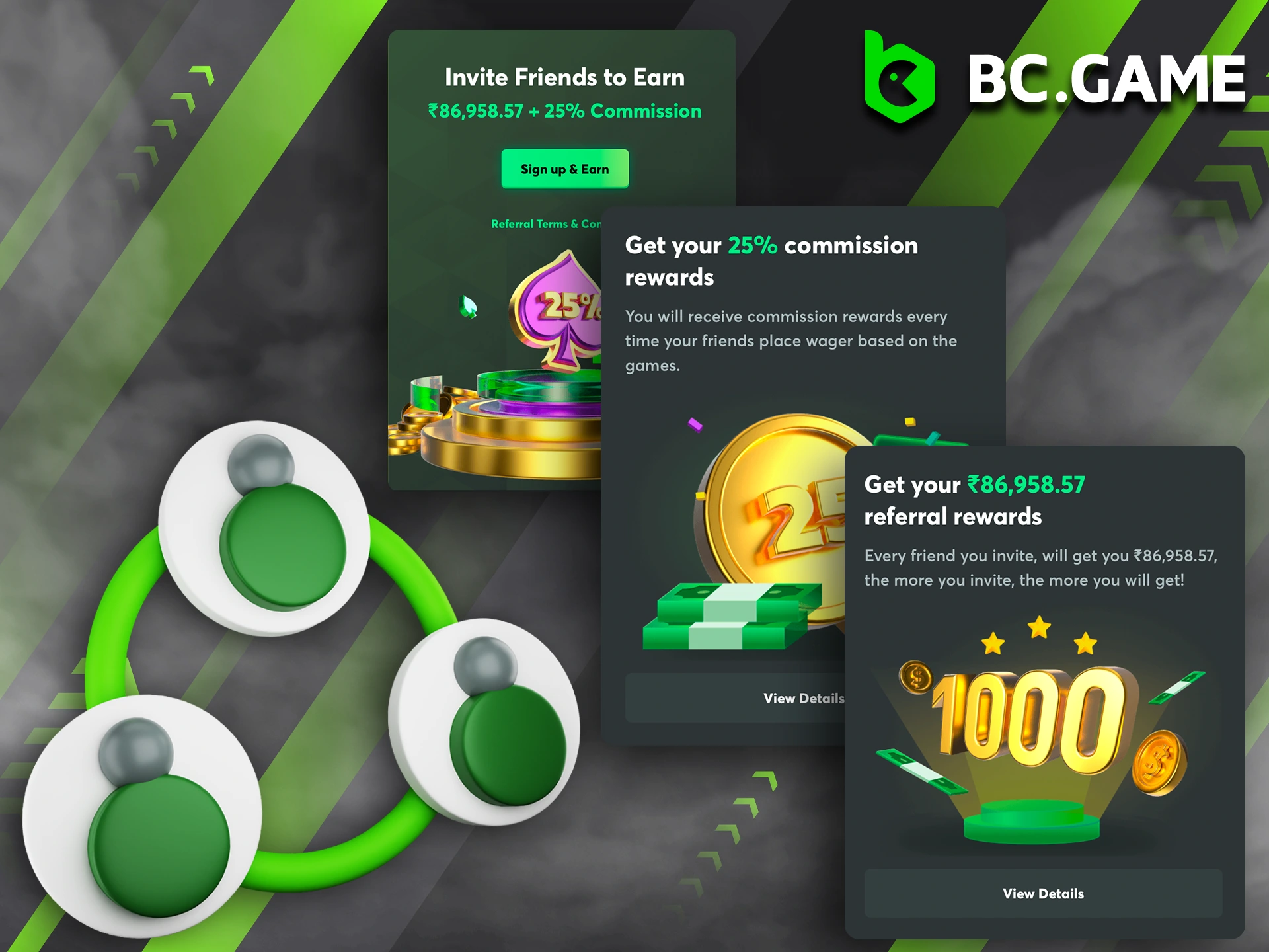 Earn rewards by inviting your friends to join BC Game.