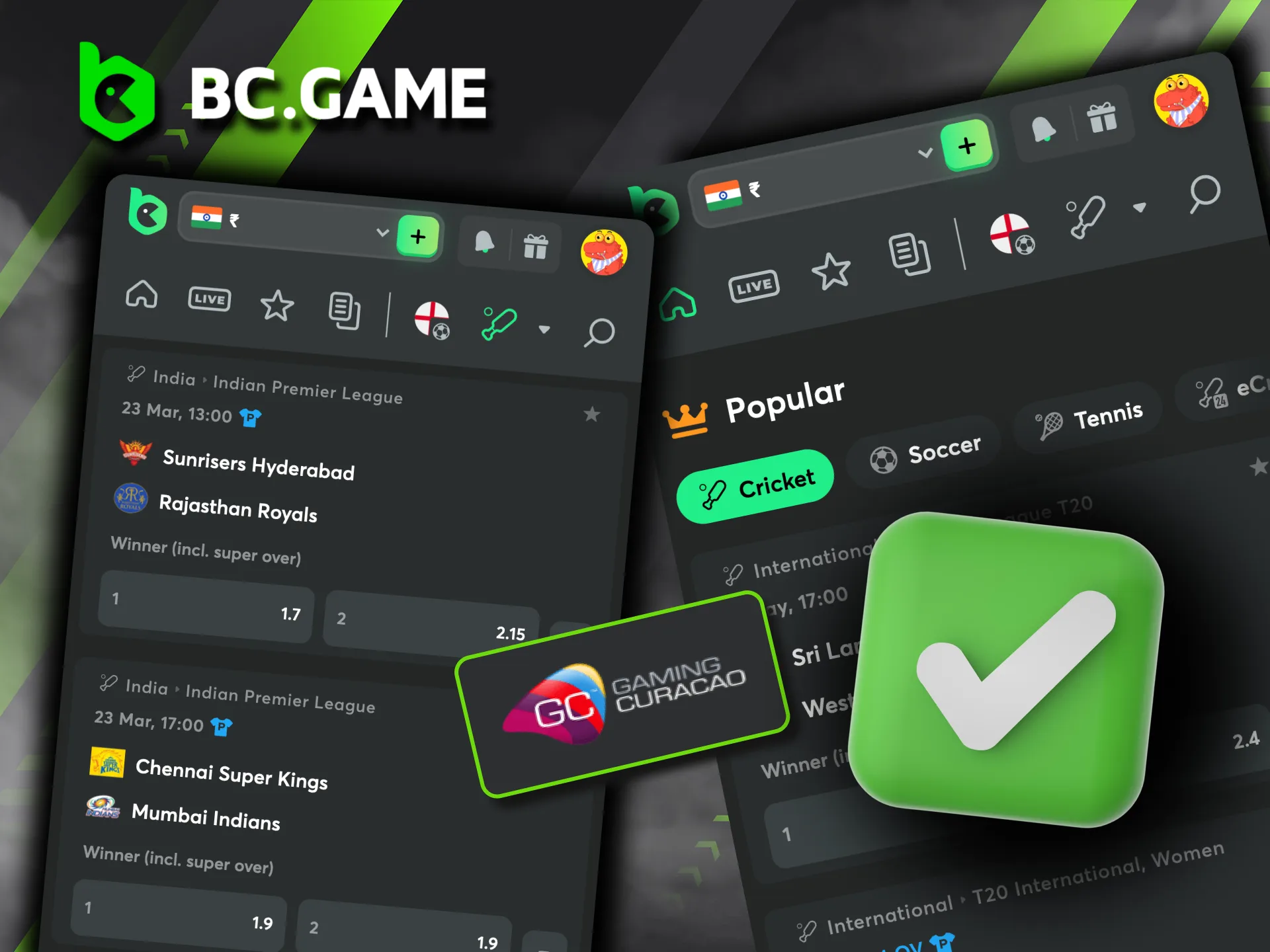 BC Game provides a safe environment for IPL betting, backed by a Curaçao license and industry-standard SSL encryption.