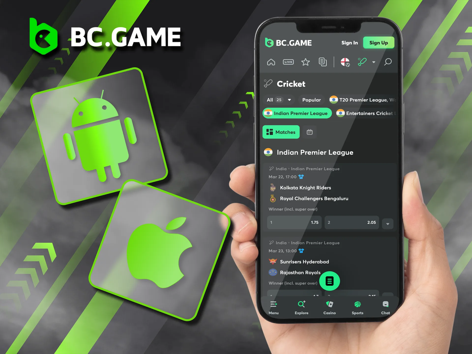 Keep up with every IPL moment by using the BC Game mobile app.