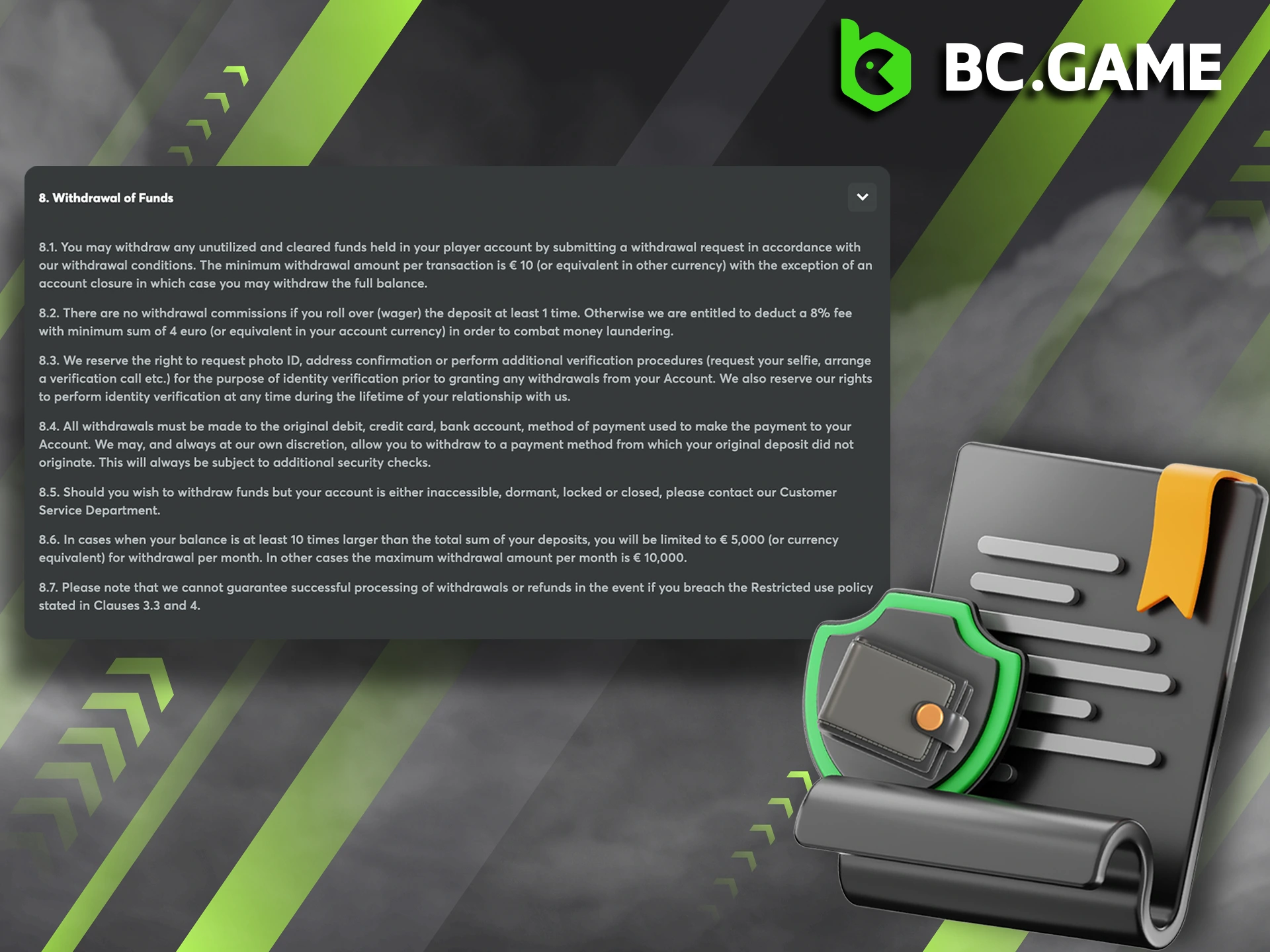 Get to know the specific rules and requirements for withdrawing your funds from BC Game.