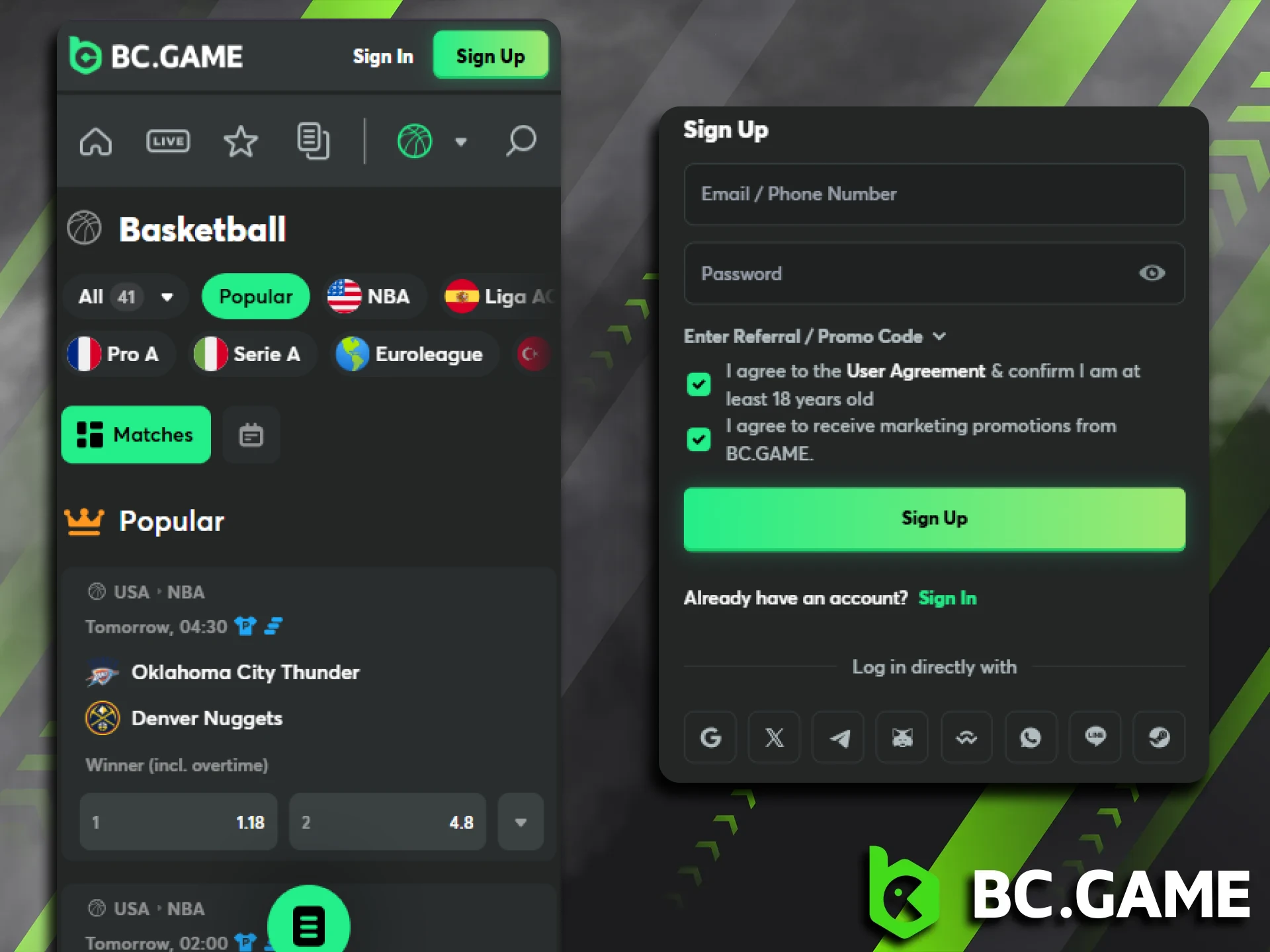 Get the BC Game app today and take your basketball betting on the go.