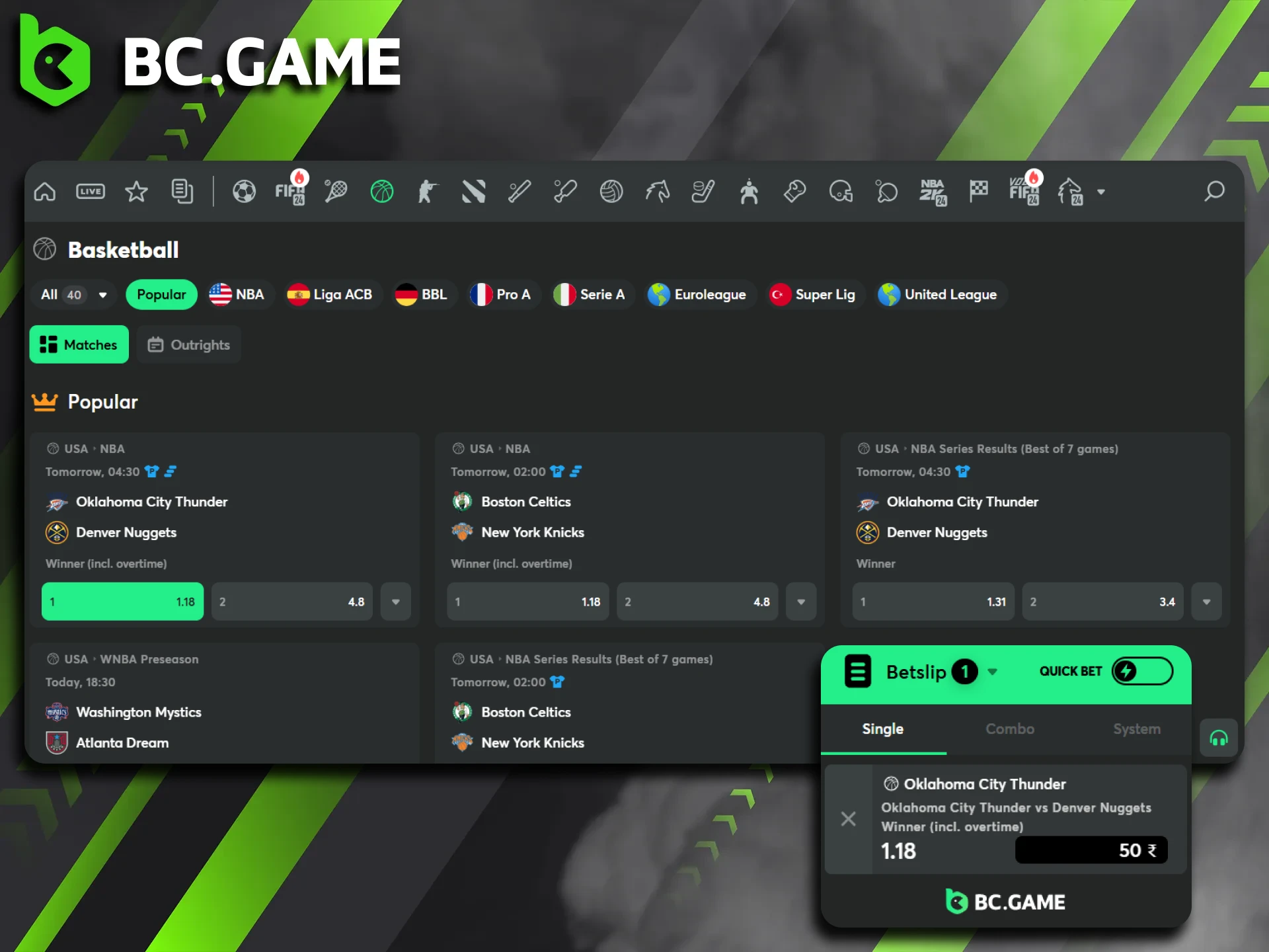 Discover why BC Game is the go-to destination for basketball betting.