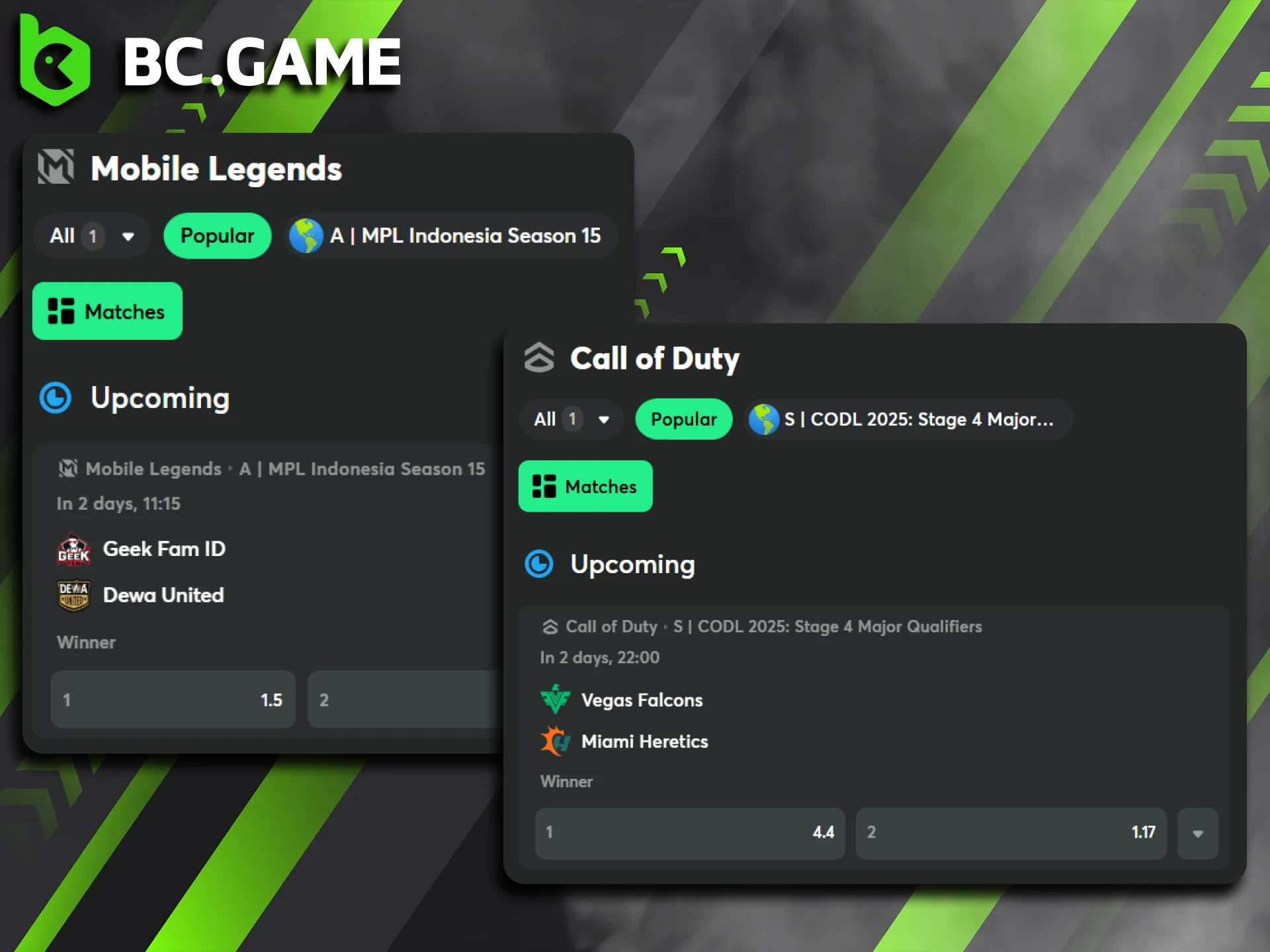 Browse the full catalog of betting-ready games at the BC Game sportsbook.