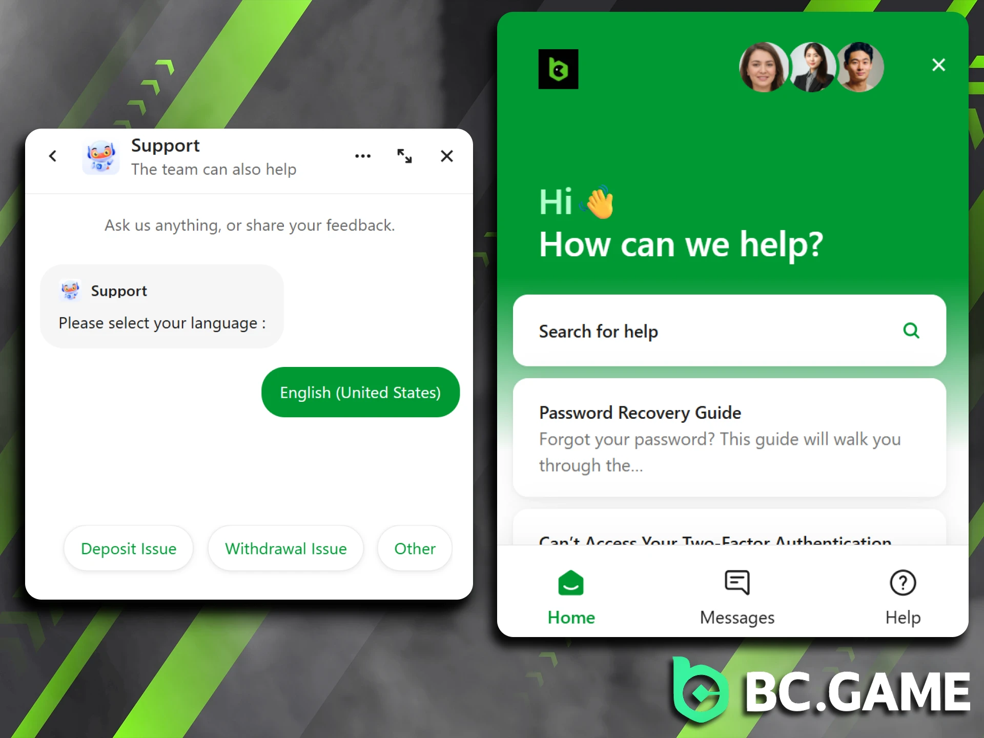 You can access the live chat service directly through the BC Game website.