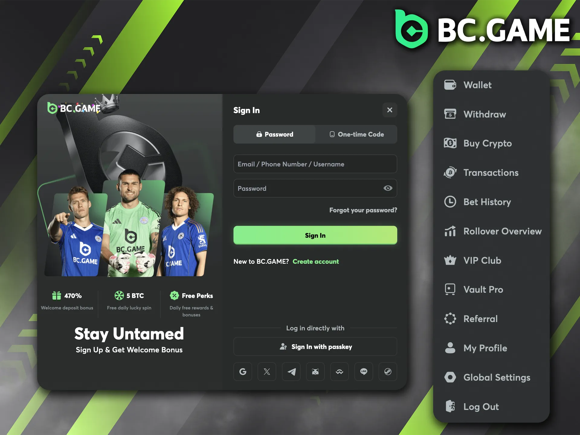 Returning to your BC Game casino account takes only a few quick clicks.