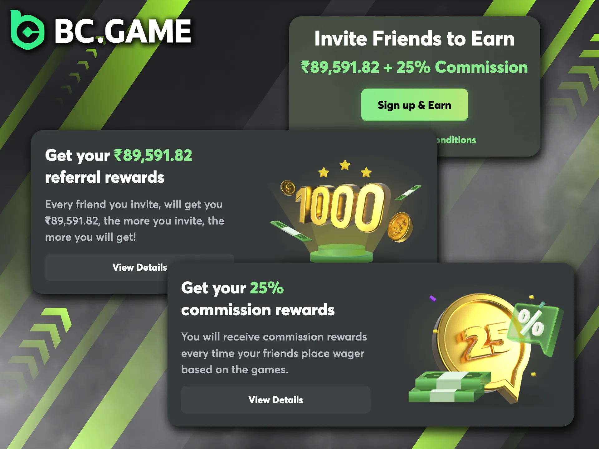 Boost your starting balance by using referral codes when joining BC Game.