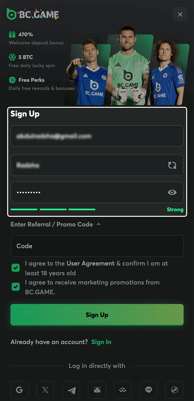 Complete the registration form by filling in the required personal details.