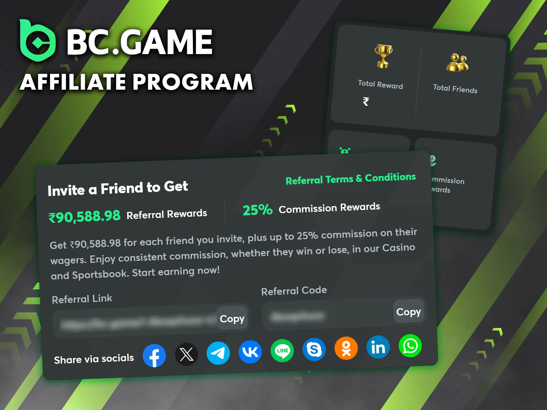 Earn passive income through the BC Game affiliate program by referring your friends.