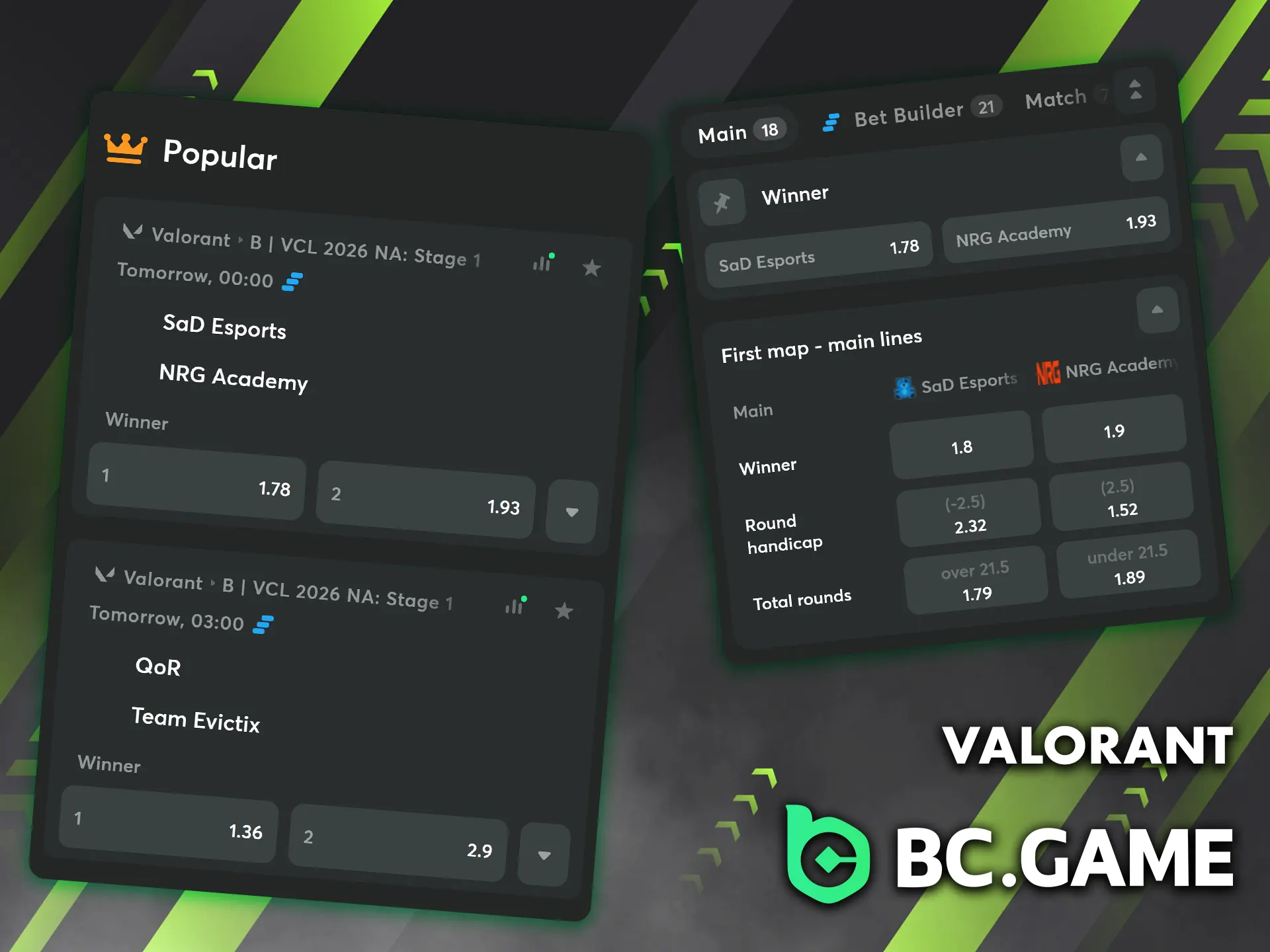 Keep an eye on team tactics and enter the world of Valorant betting with BC Game.
